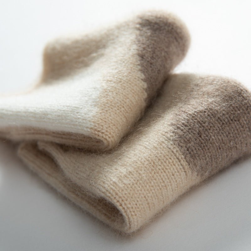 Abstract Dot Cashmere Fingerless Gloves Half Finger Typing Gloves Beige M