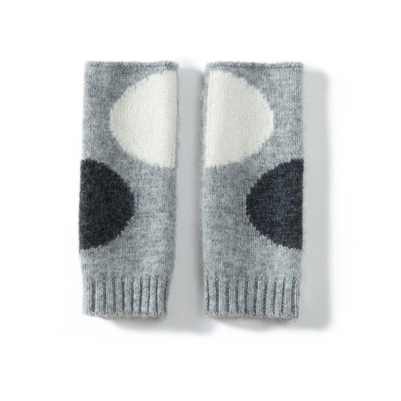 Abstract Dot Cashmere Fingerless Gloves Half Finger Typing Gloves Gray M