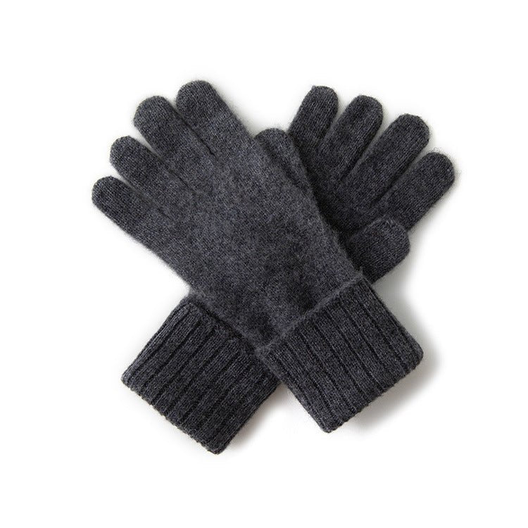 Cashmere Knit Gloves for Women Warm Cashmere Winter Gloves Multi Colors Dark Grey M