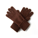 Cashmere Knit Gloves for Women Warm Cashmere Winter Gloves Multi Colors Brown M
