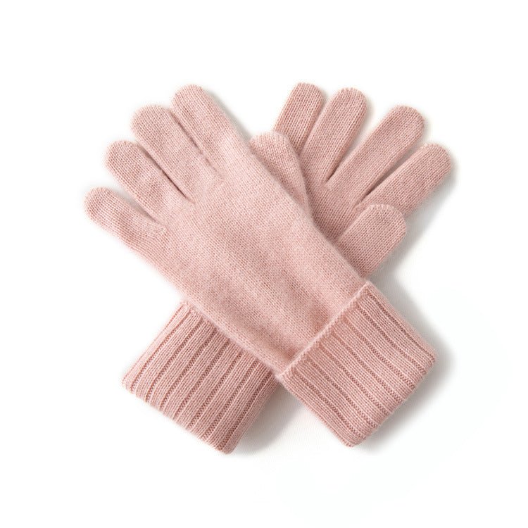 Cashmere Knit Gloves for Women Warm Cashmere Winter Gloves Multi Colors Pink M