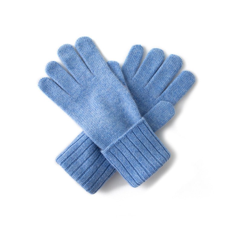 Cashmere Knit Gloves for Women Warm Cashmere Winter Gloves Multi Colors Blue M