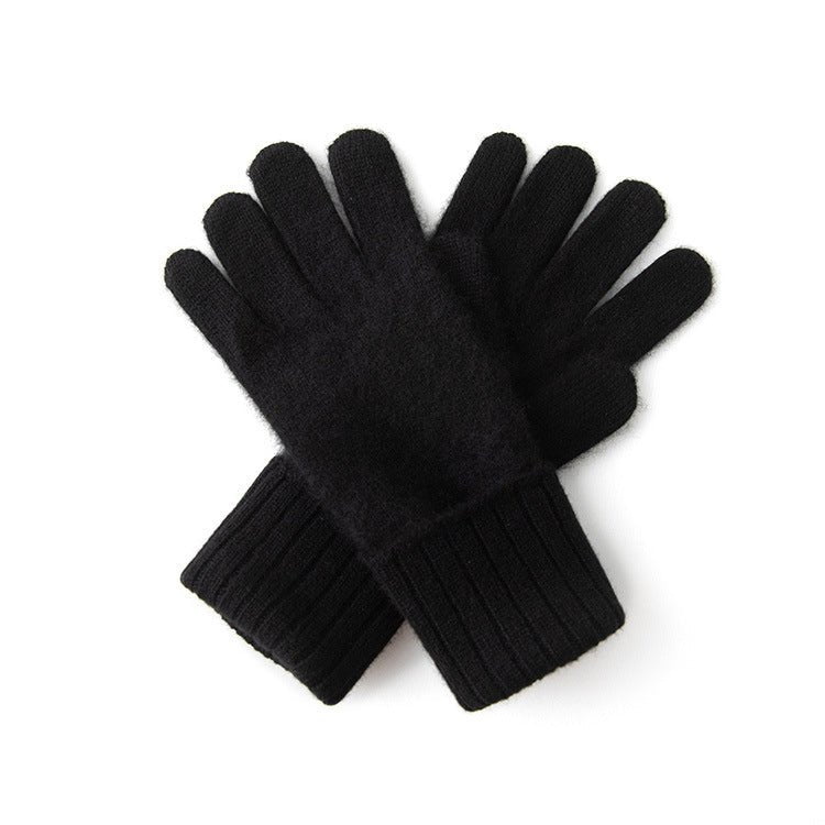 Cashmere Knit Gloves for Women Warm Cashmere Winter Gloves Multi Colors Black M