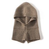 Cashmere Knit Hooded Scarf Cashmere Balaclava Cashmere Hood with Neck Cover Taupe M