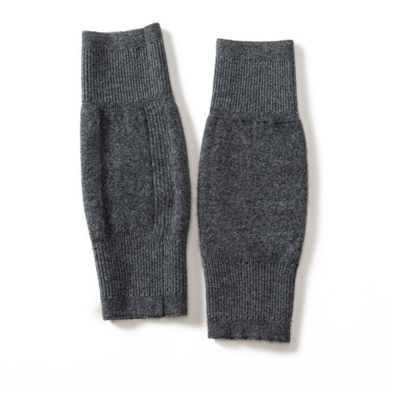 Cashmere Knit Leg Warmers Ribbed Cuff Cashmere Knee Pads Dark Gray M
