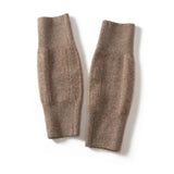 Cashmere Knit Leg Warmers Ribbed Cuff Cashmere Knee Pads Taupe M