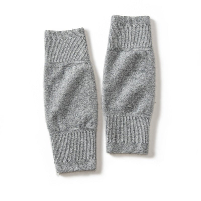 Cashmere Knit Leg Warmers Ribbed Cuff Cashmere Knee Pads Gray M