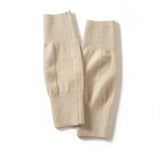 Cashmere Knit Leg Warmers Ribbed Cuff Cashmere Knee Pads Beige M