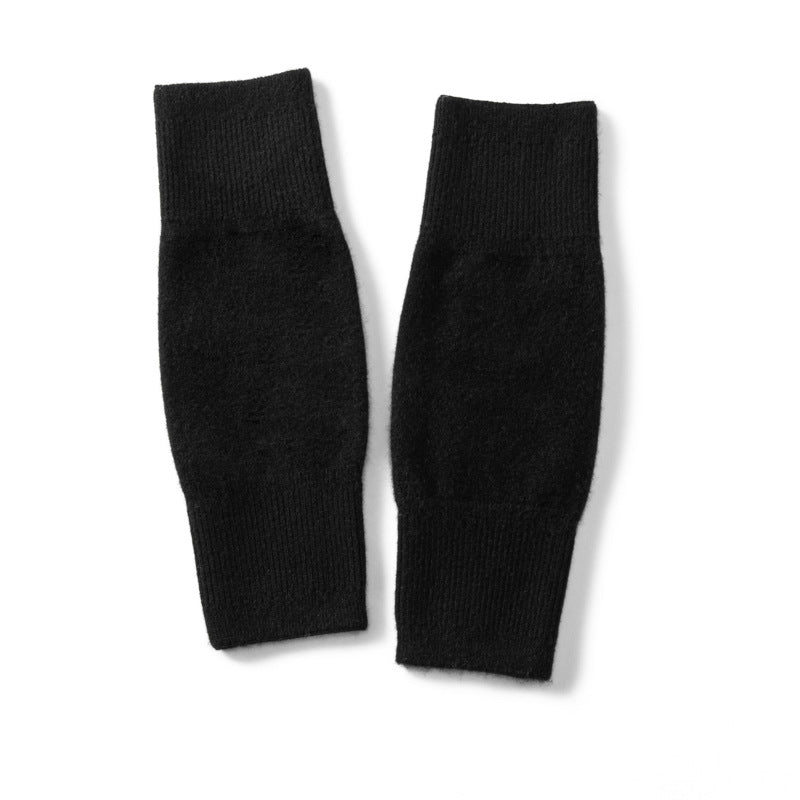 Cashmere Knit Leg Warmers Ribbed Cuff Cashmere Knee Pads Black M