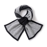 Cashmere Knot Scarf with Contrast Trim Double - Tone Cashmere Neck Wrap Grey M