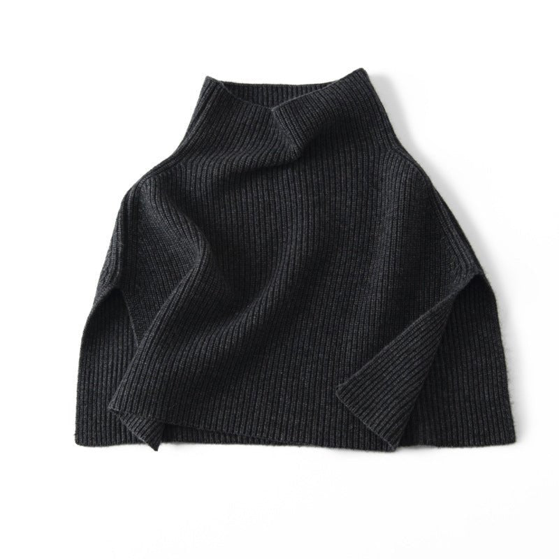 Cashmere Layered Collar Pullover Cashmere Dickey Ribbed Cashmere Neckpiece Grey M
