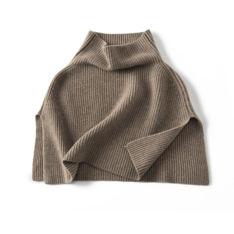 Cashmere Layered Collar Pullover Cashmere Dickey Ribbed Cashmere Neckpiece Taupe M