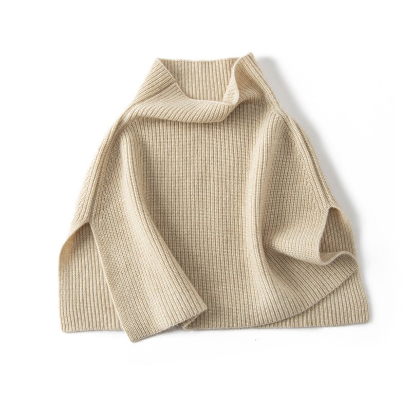 Cashmere Layered Collar Pullover Cashmere Dickey Ribbed Cashmere Neckpiece Beige M
