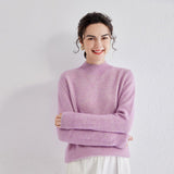 Cashmere Mock Neck Sweater Women Cashmere Pullover Purple XS