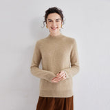 Cashmere Mock Neck Sweater Women Cashmere Pullover Light Camel XS