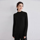 Cashmere Mock Neck Sweater Women Cashmere Pullover Black XS