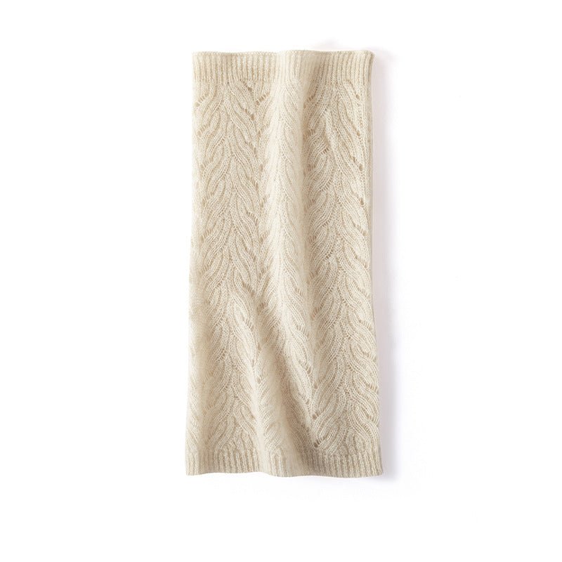 Cashmere Neck Gaiter Pure Cashmere Scarf for Men and Women Interlocking Braided Knit Beige M