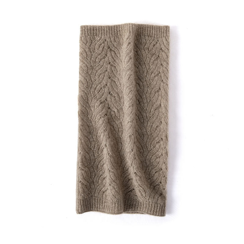 Cashmere Neck Gaiter Pure Cashmere Scarf for Men and Women Interlocking Braided Knit Taupe M