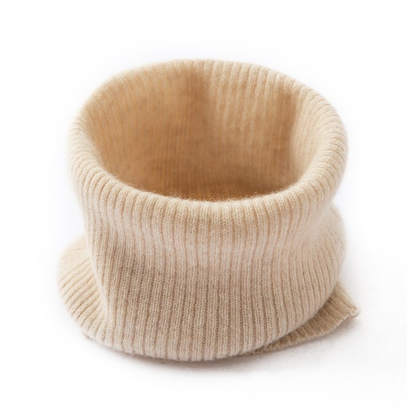 Ribbed Pure Cashmere Cowl Neck Gaiter Fall Winter Cashmere Neck Scarf Beige M