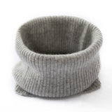 Ribbed Pure Cashmere Cowl Neck Gaiter Fall Winter Cashmere Neck Scarf Gray M