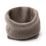 Ribbed Pure Cashmere Cowl Neck Gaiter Fall Winter Cashmere Neck Scarf Taupe M
