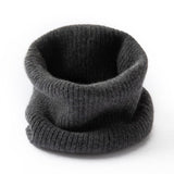 Ribbed Pure Cashmere Cowl Neck Gaiter Fall Winter Cashmere Neck Scarf Dark Gray M