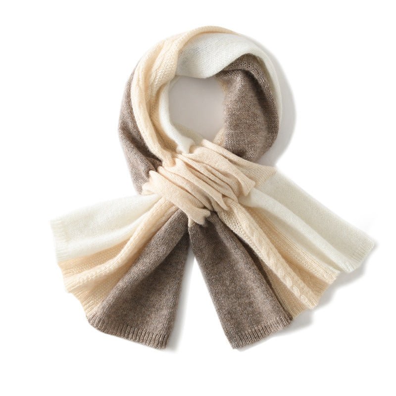 Cashmere Scarf Crossed Cashmere Neck Warmer Colorful Neckerchief Taupe M