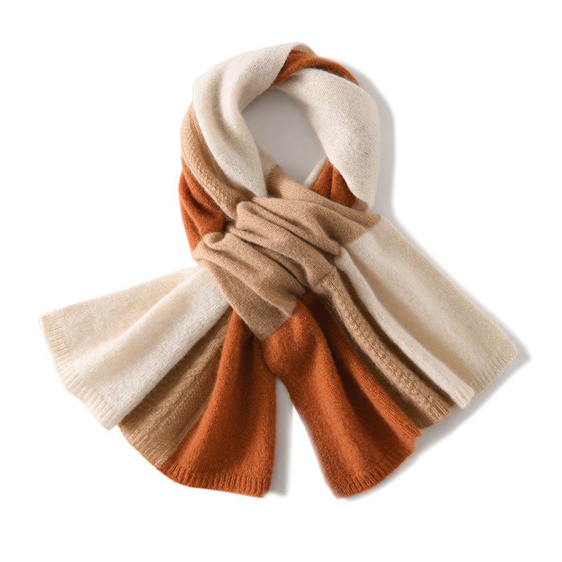 Cashmere Scarf Crossed Cashmere Neck Warmer Colorful Neckerchief Coffee M