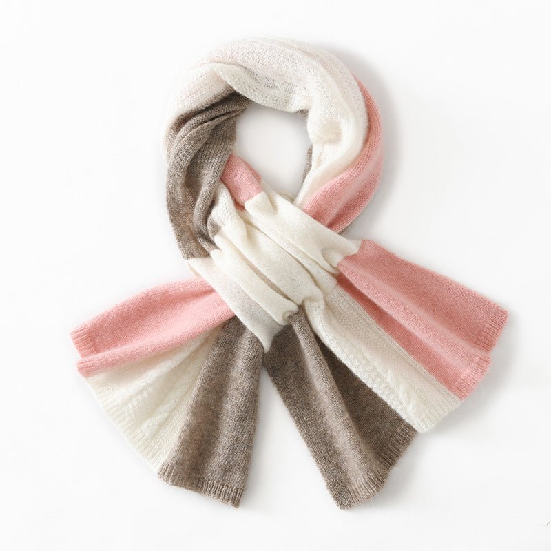 Cashmere Scarf Crossed Cashmere Neck Warmer Colorful Neckerchief Pink M