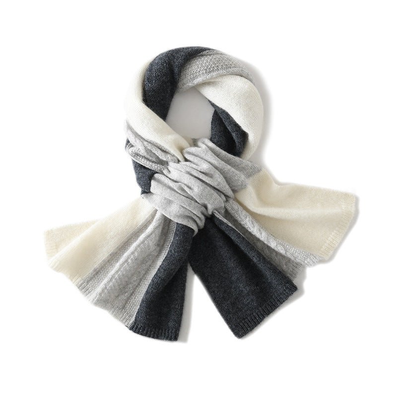 Cashmere Scarf Crossed Cashmere Neck Warmer Colorful Neckerchief Gray M