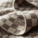 Unisex Checkered Cashmere Scarf Long Cashmere Knitted Scarves Blue L