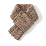 Womens Soft Cashmere Cable Knit Scarf With Button Taupe M