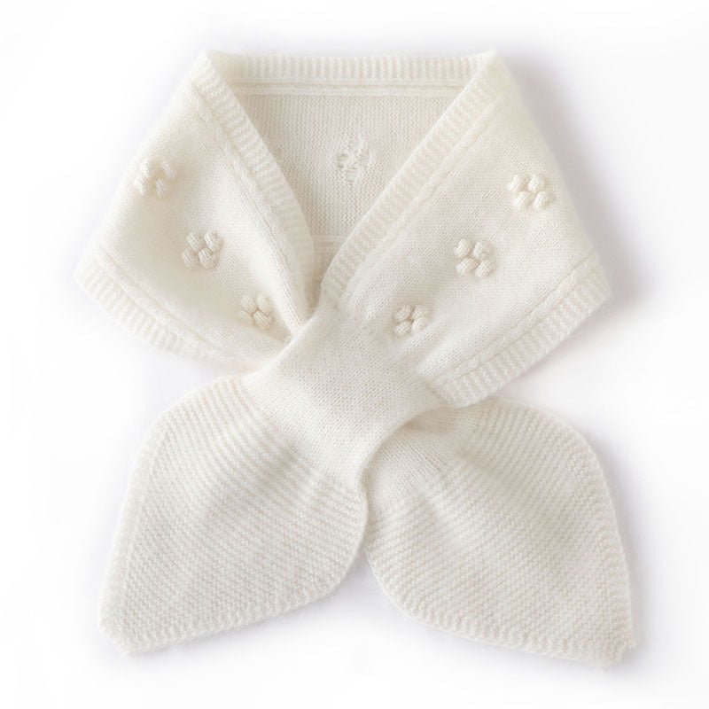 Pure Cashmere Neck Warmer Scarf Cashmere Knit Bowknot Scarf Ivory M