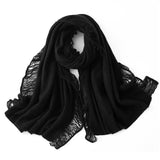 Cashmere Scarf With Fringed Edges Long Cashmere Shawl With Tassel Beige M