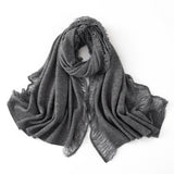 Cashmere Scarf With Fringed Edges Long Cashmere Shawl With Tassel Beige M