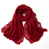 Cashmere Scarf With Fringed Edges Long Cashmere Shawl With Tassel Beige M