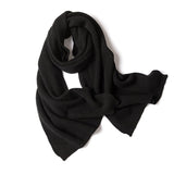 Unisex Cashmere Shawls And Wraps Long Cashmere Ribbed Scarf Black L
