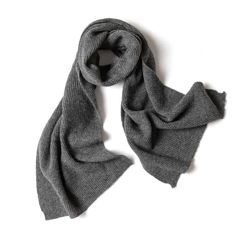 Unisex Cashmere Shawls And Wraps Long Cashmere Ribbed Scarf Dark Gray L