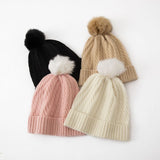 Cashmere Slouch Hat with Pom Womens Cable Knit Cashmere Beanie Winter Hat Ivory M