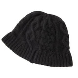 Chunky Cashmere Bucket Hat Cashmere Cable Beanie for Women Black M