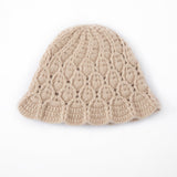 Chunky Cashmere Bucket Hat Cashmere Hat Flared Brim Cashmere Cloche Hat Beige M