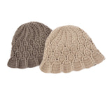 Chunky Cashmere Bucket Hat Cashmere Hat Flared Brim Cashmere Cloche Hat Beige M