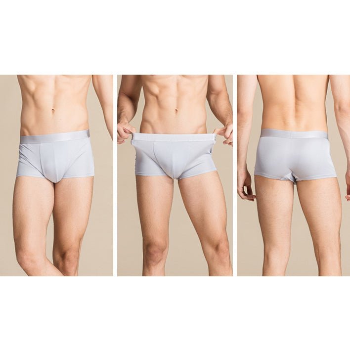 Classic Mens Silk Briefs Comfy Silk Boxer Silver Gray S