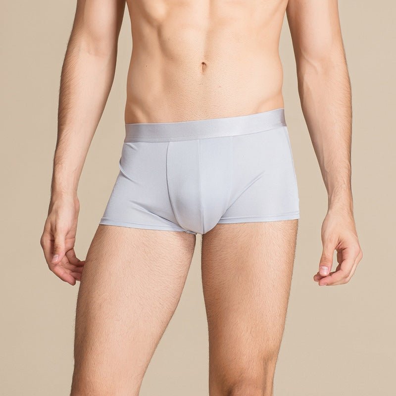 Classic Mens Silk Briefs Comfy Silk Boxer Silver Gray S