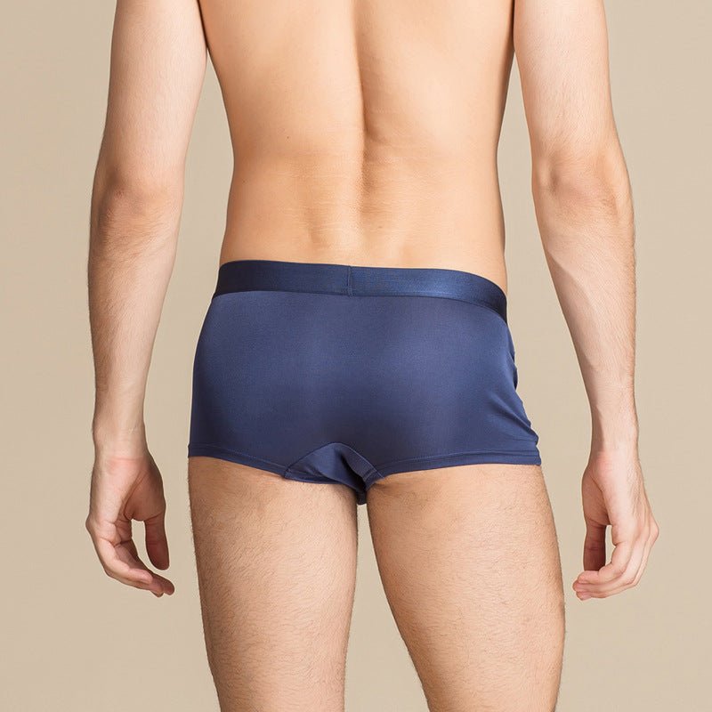 Classic Mens Silk Briefs Comfy Silk Boxer Navy Blue S