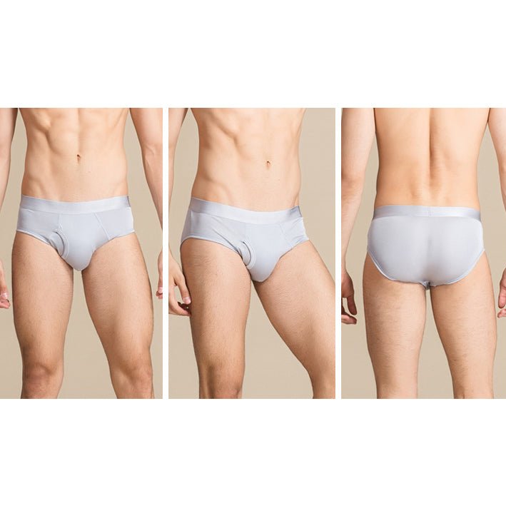 Classic Mens Silk Briefs Sexy Silk Triangle Boxer Silver Gray S
