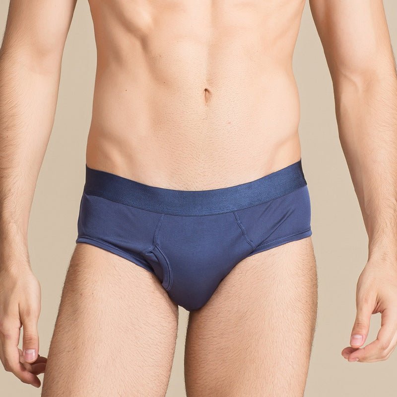 Classic Mens Silk Briefs Sexy Silk Triangle Boxer Navy Blue S