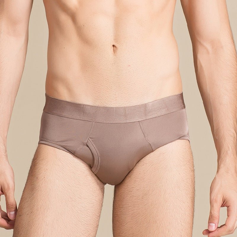 Classic Mens Silk Briefs Sexy Silk Triangle Boxer Coffee S