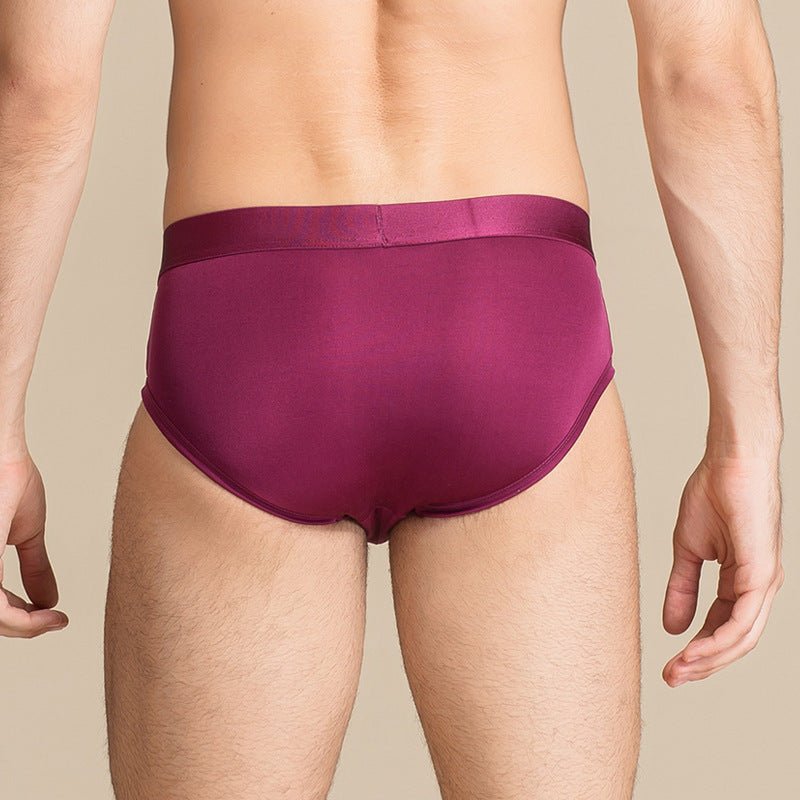 Classic Mens Silk Briefs Sexy Silk Triangle Boxer Claret S