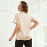 Classic Short Womens Silk Blouse Silk Button Down Shirt Champagne XS